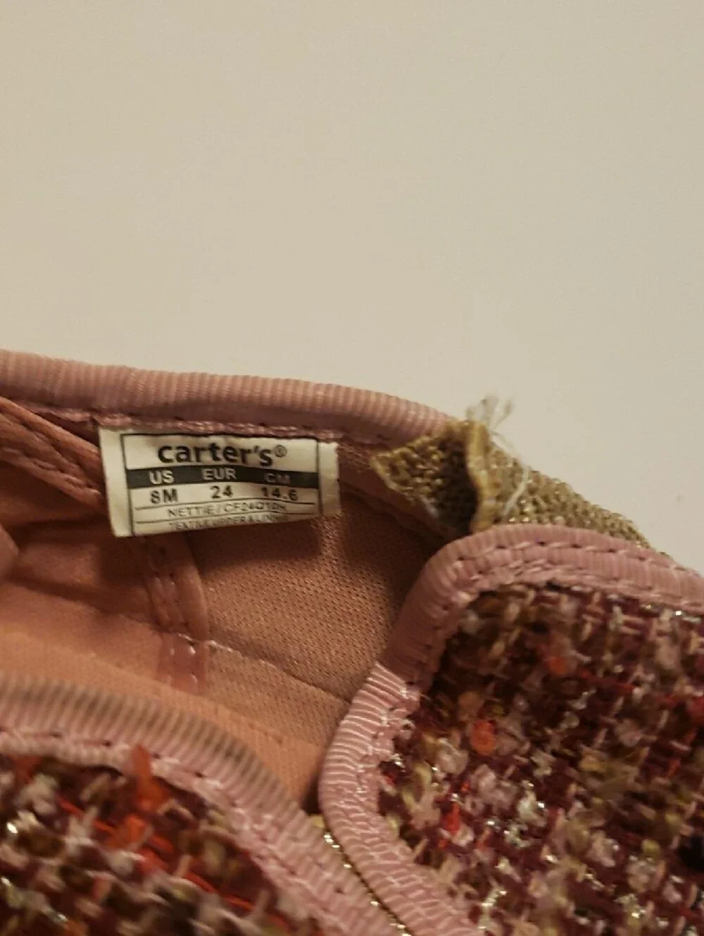 Carter's Pink Trim Multicolor Tweed Slip-On